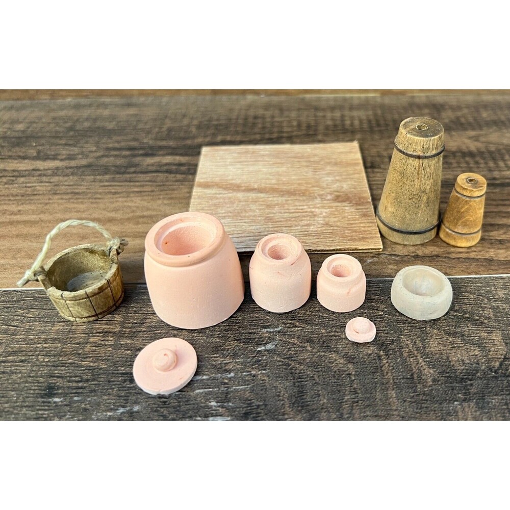 Dollhouse Miniature Pink Kitchen Canisters and Extras